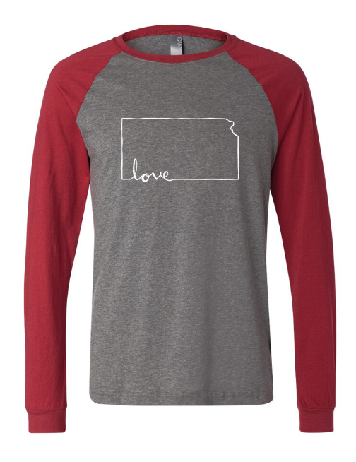Kansas Love Script Raglan longsleeve Women