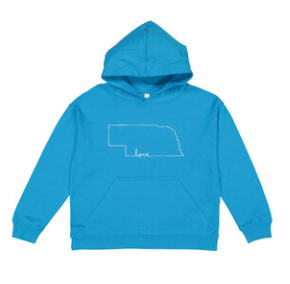 Nebraska Love Script Hoodie Kids