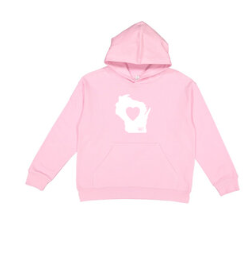 Wisconsin Classic Heart Hoodie Kids Girls