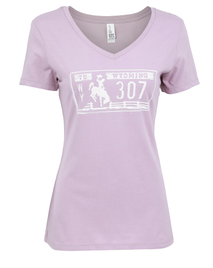 Wyoming License Plate V Neck women