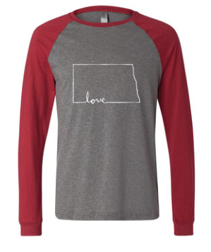 North Dakota Script Love Raglan Longsleeve Women