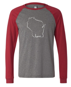 Wisconsin Script Love Raglan Longsleeve Women